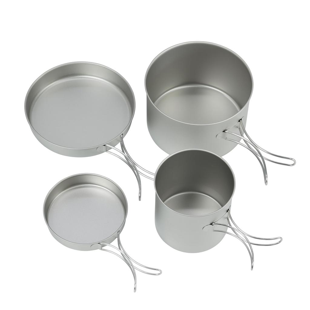 Titanium Cooker Deep 4 Piece Set Cookware Camping Outdoor Climbing Disaster Prevention [Belmont] BM-094 (with Case)