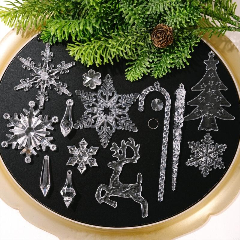 18 Pcs Hanging Snowflake Icicle Christmas Ornament Christmas Tree Decorations X3UC