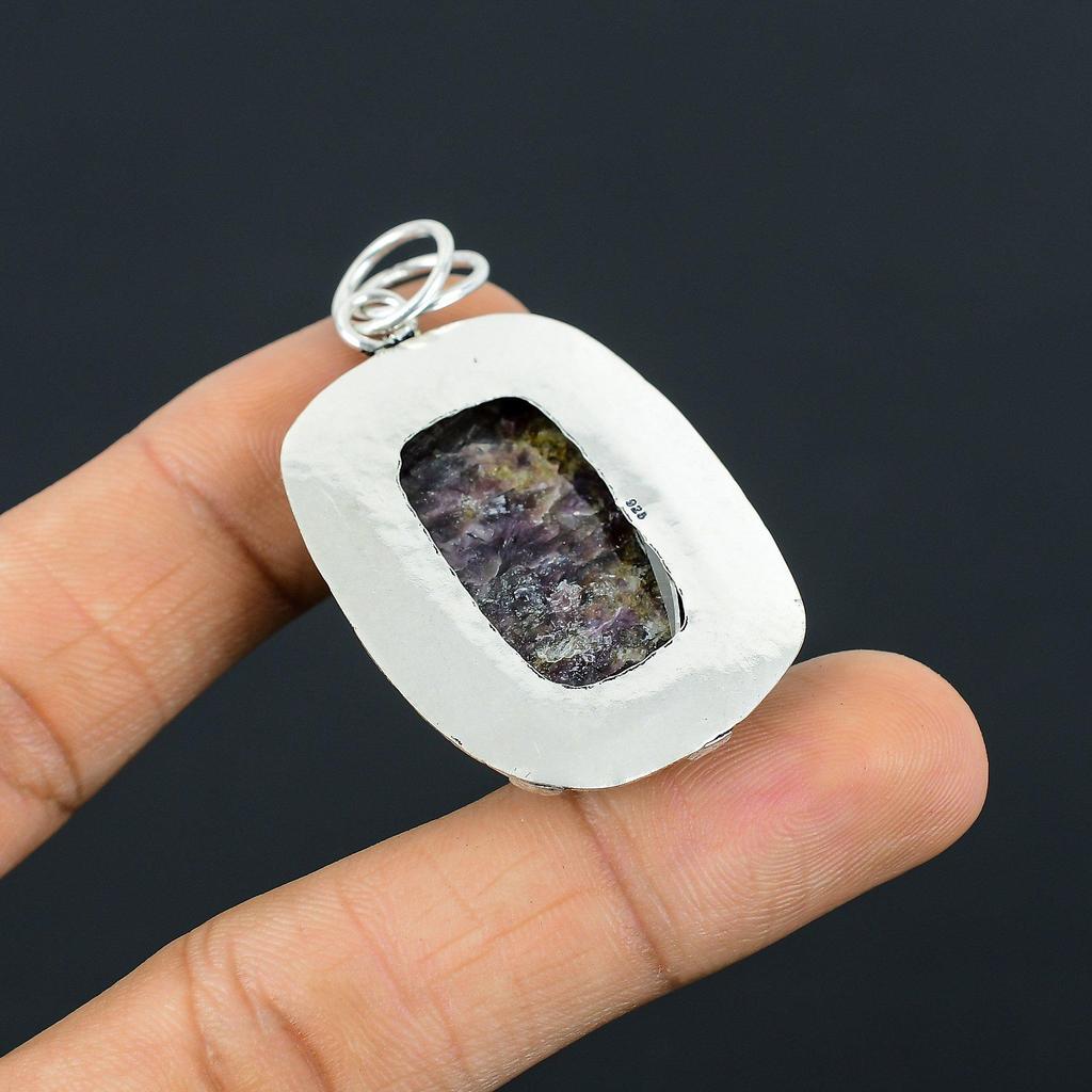 925 Silver Tredje Ögat Chakra Strålande Charoitsten Jubileum Elegant Hänge