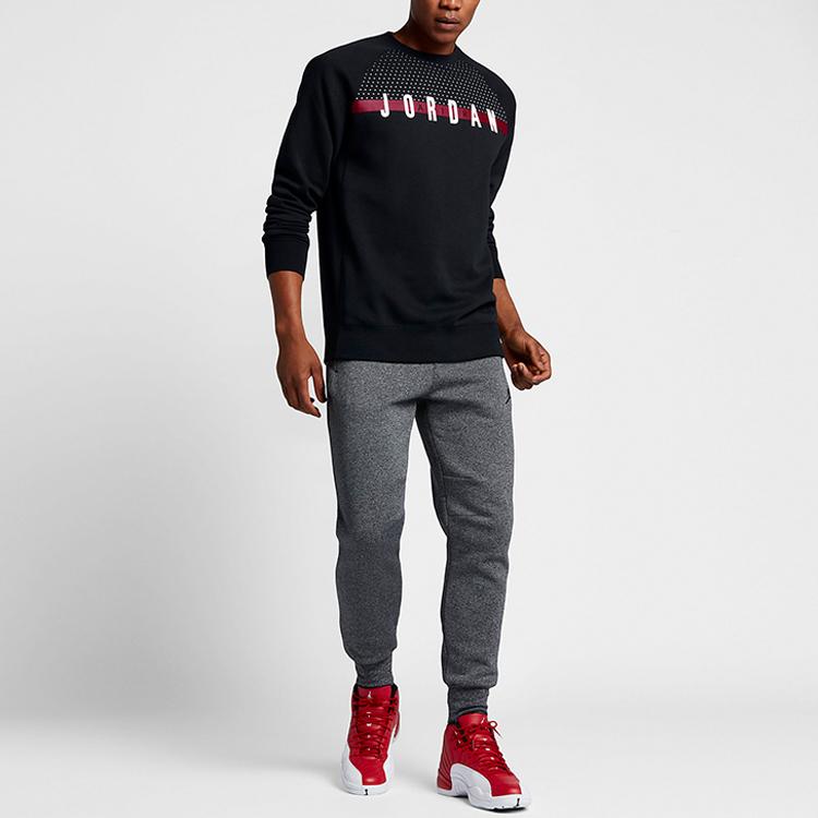 Jordan Felpa a Maniche Lunghe Girocollo con Stampa Logo Uomo Top Nero 845390-010