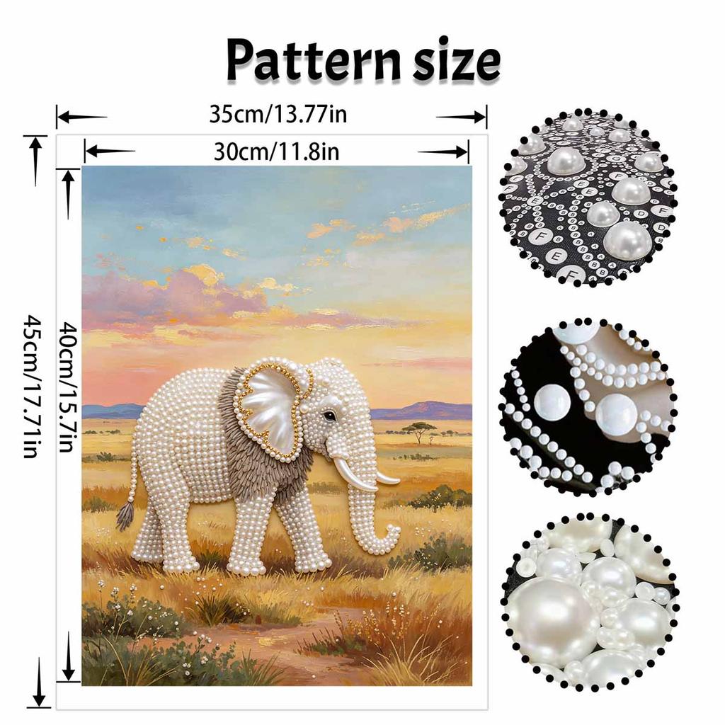 DIY Pearl Art Painting Majestic Elephant Handmade Craft Modern Wall Decor Leisure Relax Activity Nice Gift for Novice Art Practitioners HomeDecor