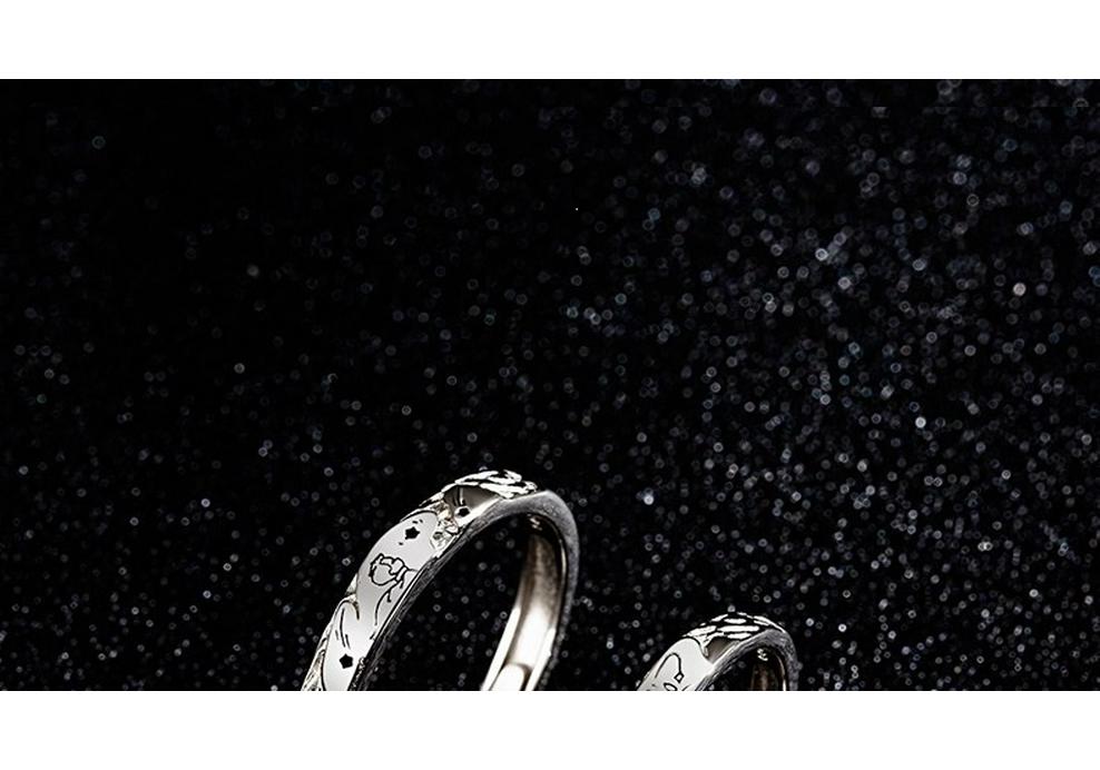 The Little Prince & Rose Pure Silver 999 Couple Rings - High-End Gift for Birthday or Qixi