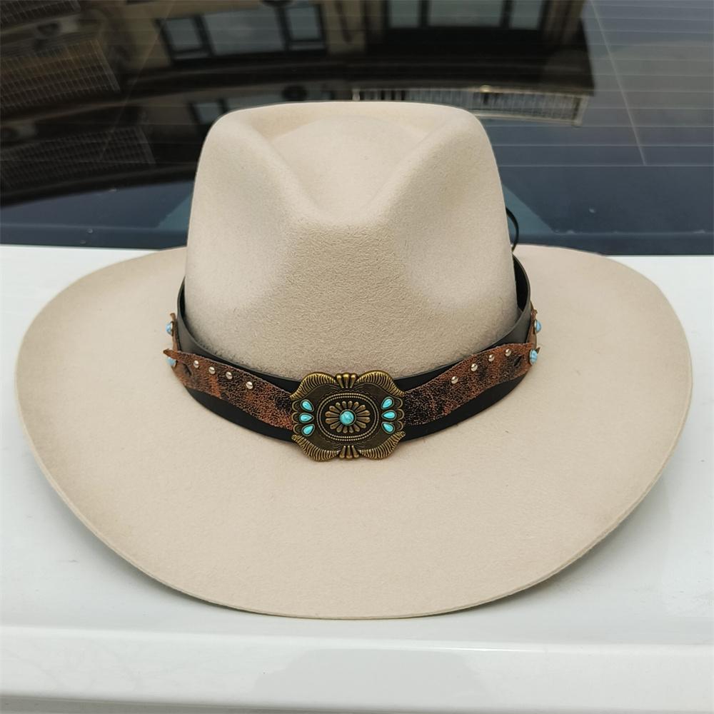 55-60 cm große Größe Hut WOLL Cowboyhüte für Männer Frauen Cowboyhut Gürtel breite Krempe Filzhut kundenspezifisch 4 Größen Outdoor Sombrero Hombre