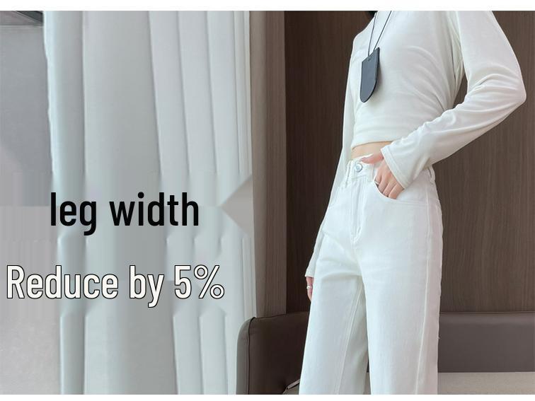 Damskie dżinsy wyszczuplające z wysokim stanem, białe, z prostą nogawką - Jesień 2025