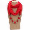 Vintage Style Beaded Pendant Scarf Solid Color Beaded Shawl Wrap Ethnic Necklace Scarf  Party