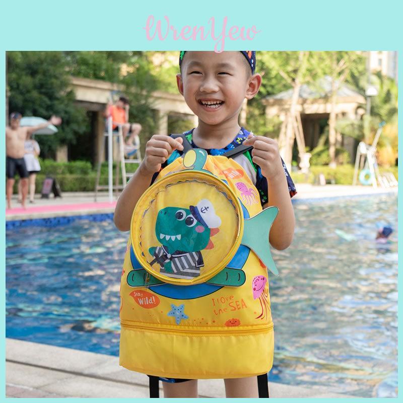 Kids Wet Dry Separation Swim Bag With Large Capacity And Cartoon Design For Bath And Travel