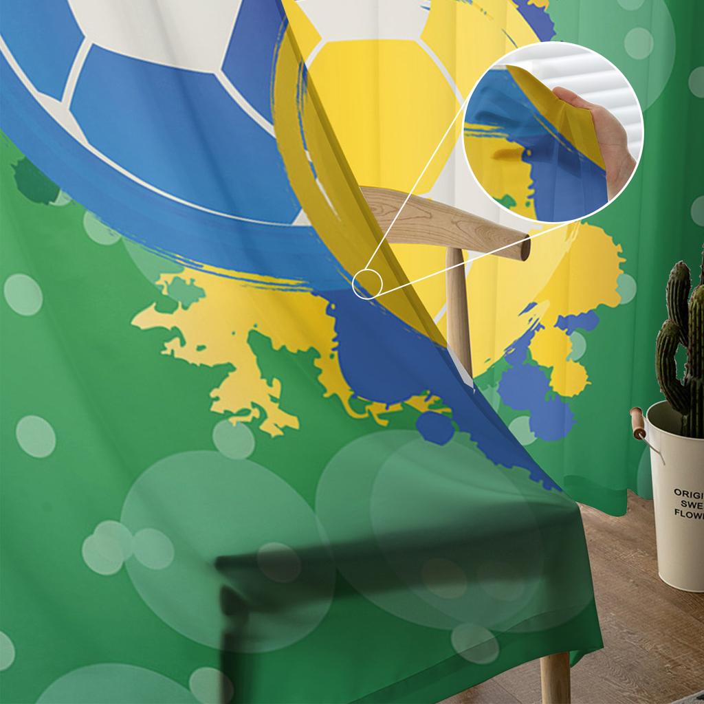 Fußball Grün Graffiti Sportliche Tüllgardinen zur Wohnzimmerdekoration Moderne Chiffon Transparente Voile Küchengardine