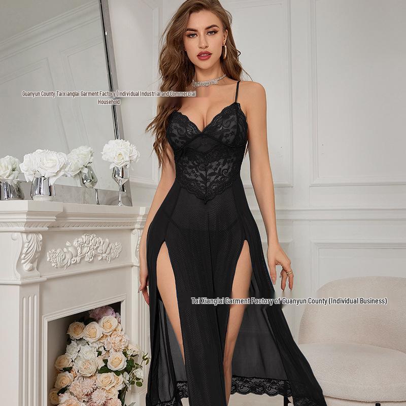 European & American Sexy Lingerie: Women's Temptation Slit Nightgowns