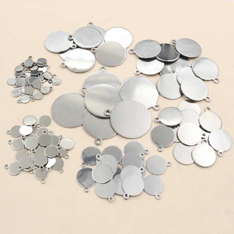 20-200pcs 6-25mm Stainless Steel Round Coin Charms Pendant DIY Jewelry Making Accessories Fingings for Necklace Bracelet