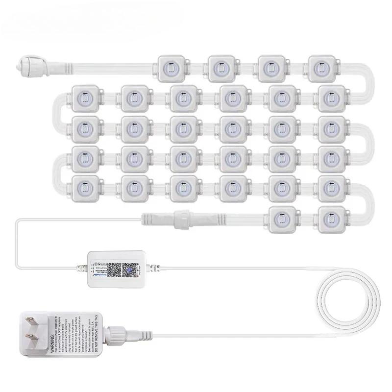 

Уличный водонепроницаемый светодиодный светильник для карниза Умный светодиодный домашний уличный светильник RGB Цветной уличный светильник 60+ режимов сцен Подходит для карнизов 5M-16.4ft&EU Plug