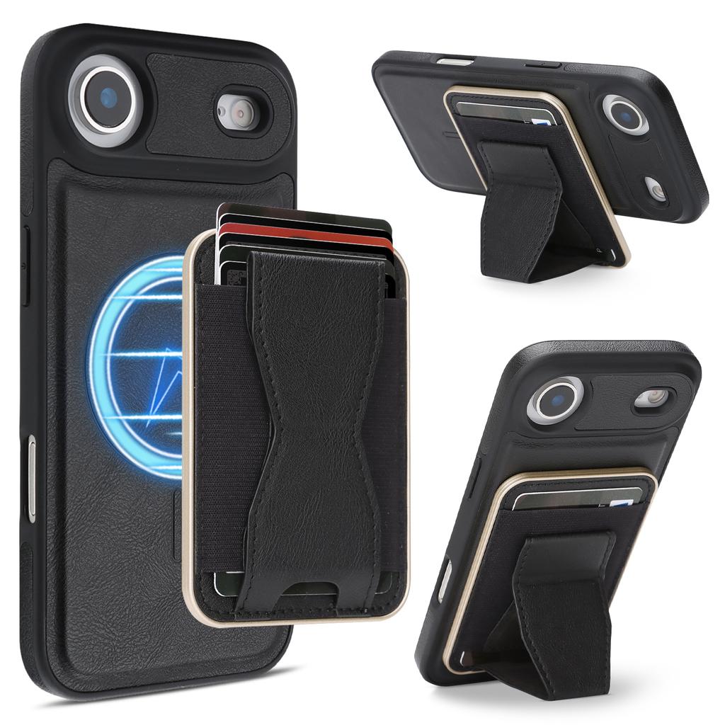 For iPhone Air Case Compatible with MagSafe Leather Back Phone Cover with Detachable Card Holder Kickstand
