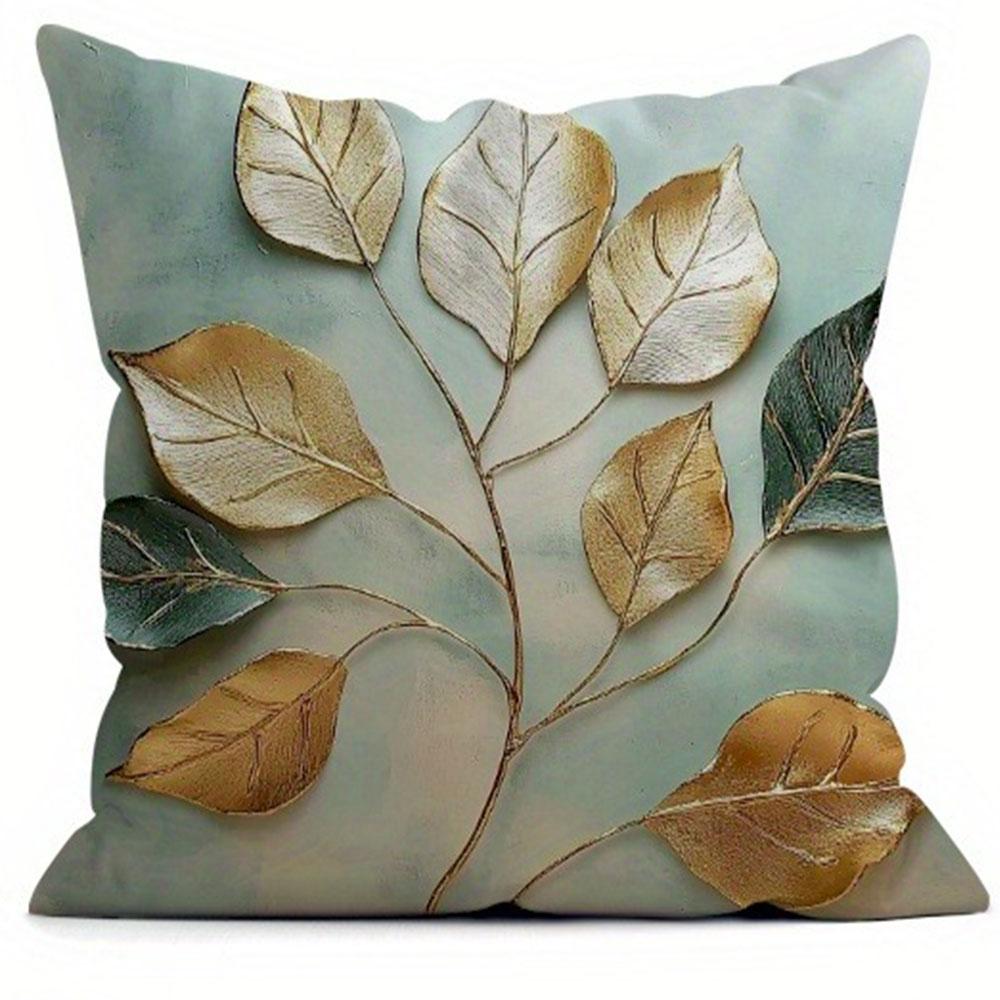 Nordic Leaf Print Pattern Home Decor Pillowcase Bedroom Living Room Sofa Decoration Polyester Cushion Cover With Zipper