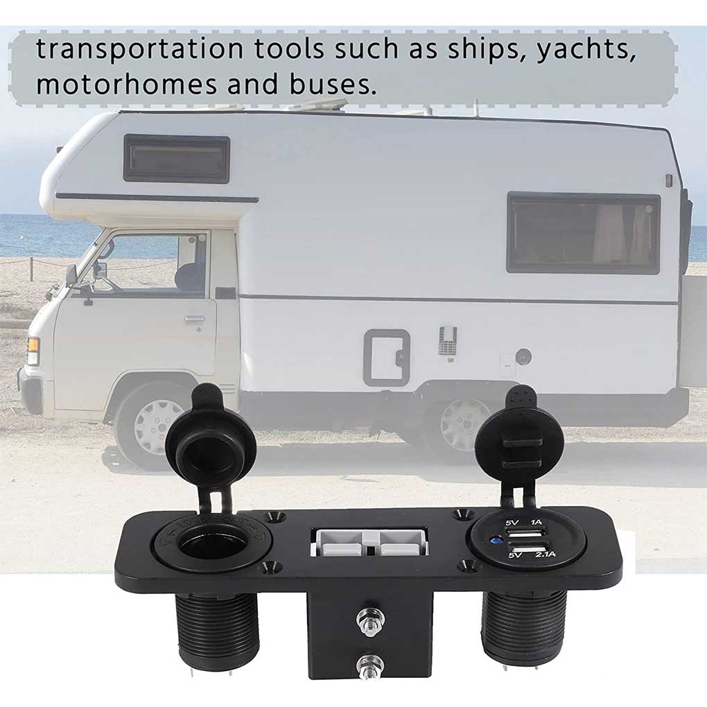 3 In 1 Flush Mount Recessed Plate Dual Quick Charge Universal Charger Panel Car Socket LED Mounting Bracket Panels Camper