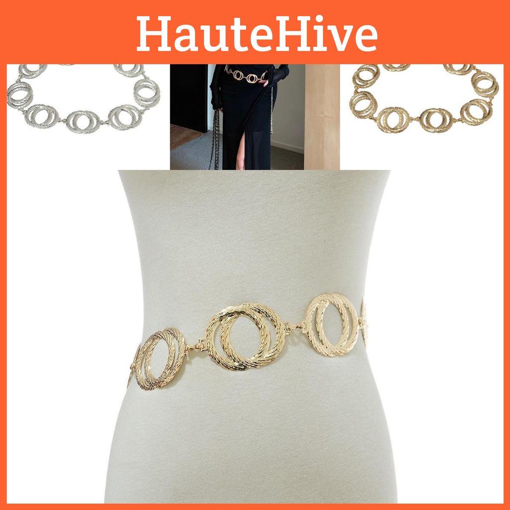 Stylish Women's Versatile Double Ring Metal Chain Belt Essential For Any Outfit