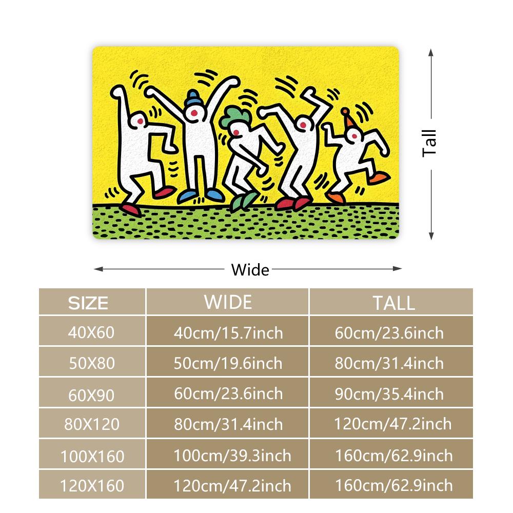 Art Anime K-Keith Haring Floor Mat Cozy Flannel Soft Thick Non-Slip Mat For Living Room Bedroom Kitchen Decor Rugs