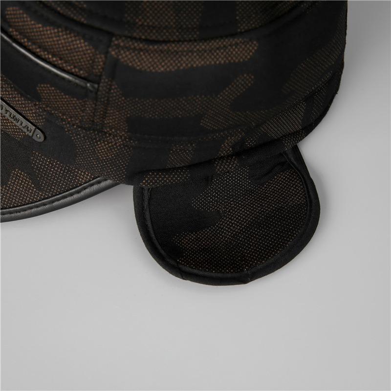 Winter old man hat men's warm camouflage flat top hat cotton old man fleece ear protection cap