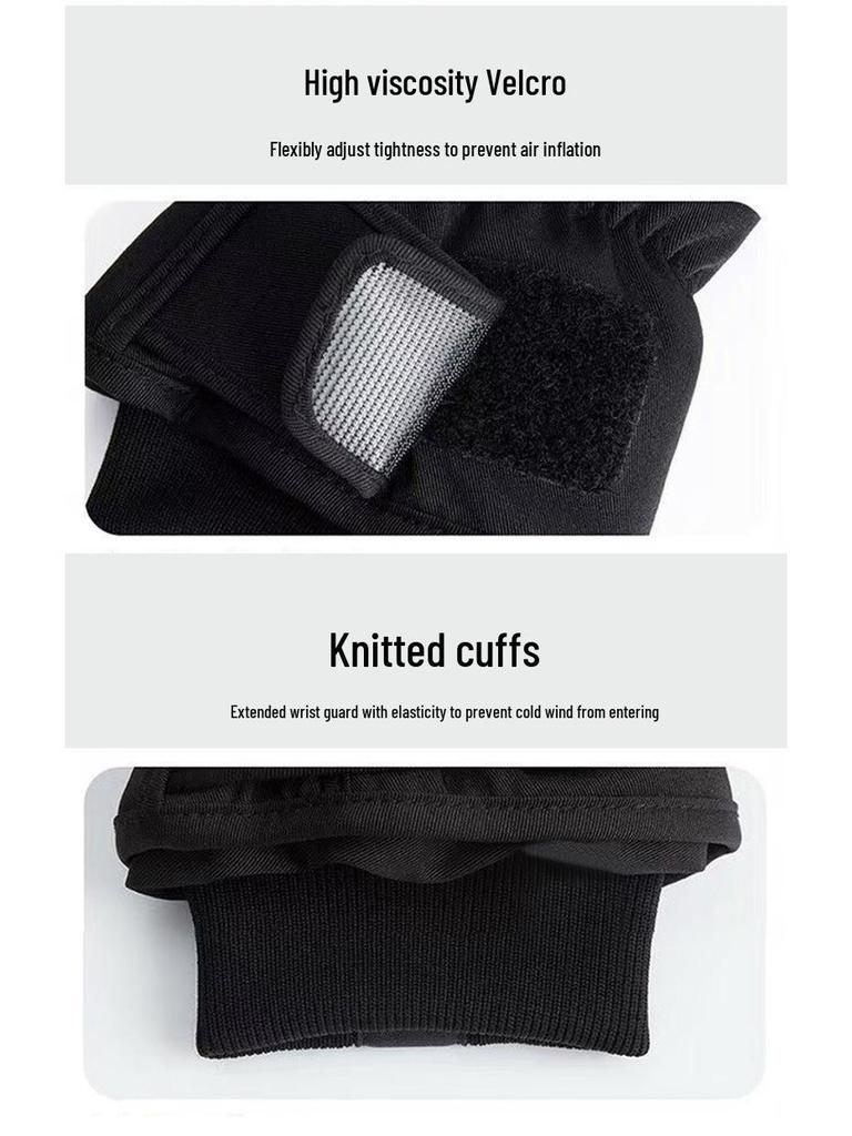 Windproof Ski Gloves for Men & Women, Thick Velvet, Touchscreen-Compatible, Warm 5-Finger Linings for Carving & Winter Sports