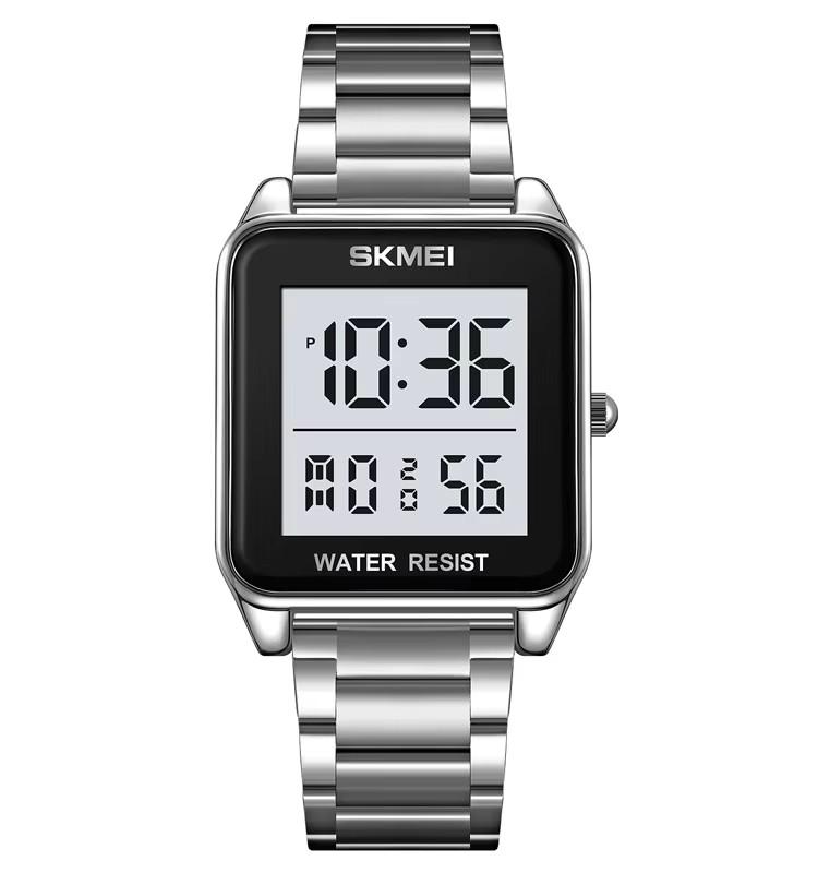 SKMEI 2154 Multi Function Sport Waterproof Alarm Clock Night Glow Electronic Watch Men s Square Stainless Steel Band Men Watches Skmei 2154