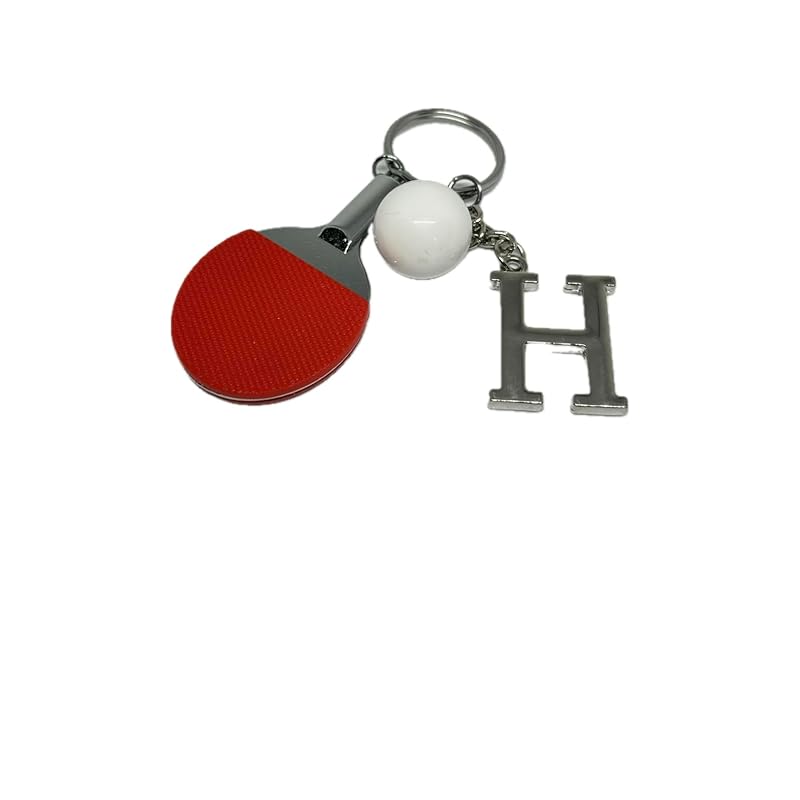 

table tennis with initials key ring souvenir present (H)