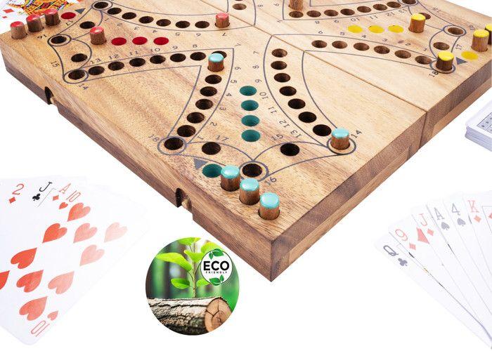 Jeu de Tock en Bois - 4 Joueurs - Ecologique - Jeu de Société Traditionnel Canadien - Jeu de parcours - 2 à 4 joueurs - 350261