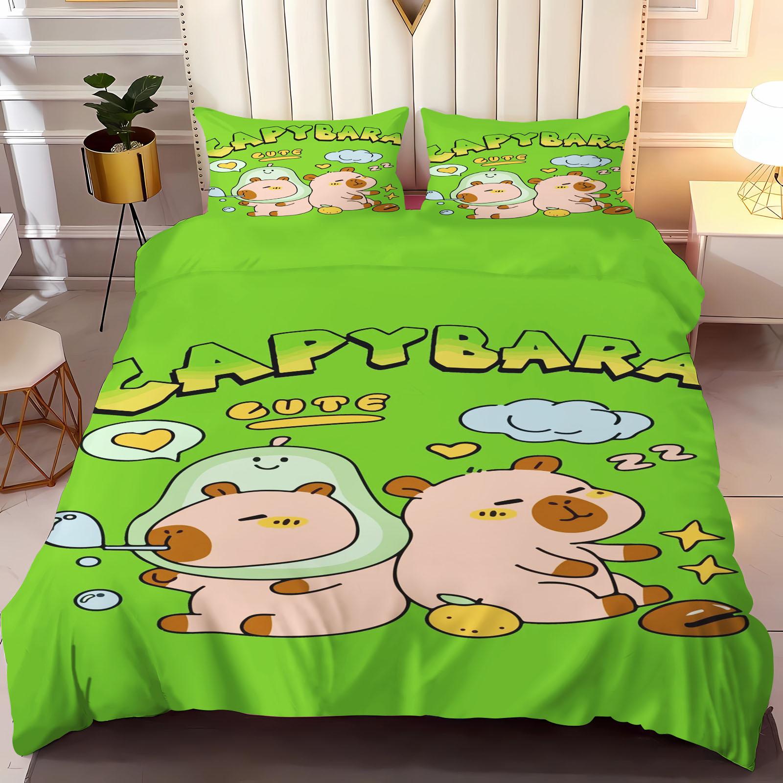 

Comforter Capybara Anime Home Bedroom Comforte Nordic Polyester Material Suitable For Children And Adults 3-Piece Set Comforter (quilt)-EU Single(135*200cm)3pcs