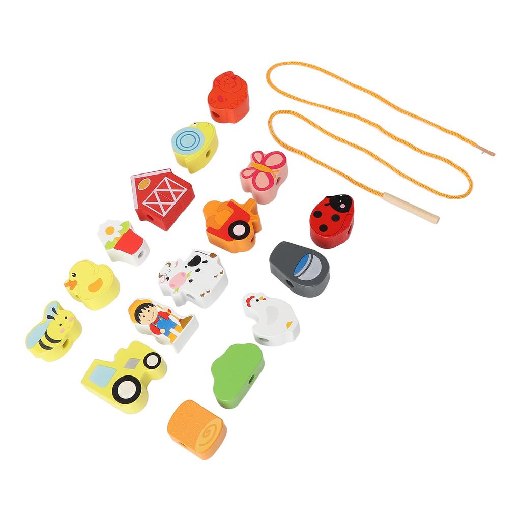 Lacing Farm Toy Early Educational Lightweight Wooden DIY String Beads Toy for Kids Toddler