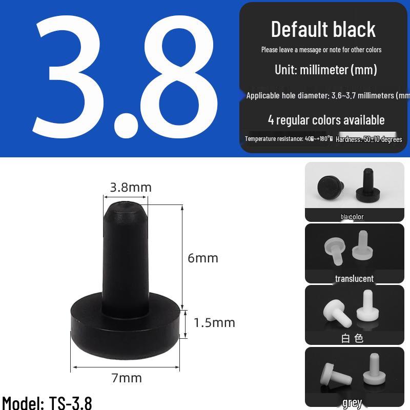 Black High-Temperature Resistant T-Shaped Silicone Stopper - Round Hole Rubber Gasket & Shock-Absorbing Blind Plug