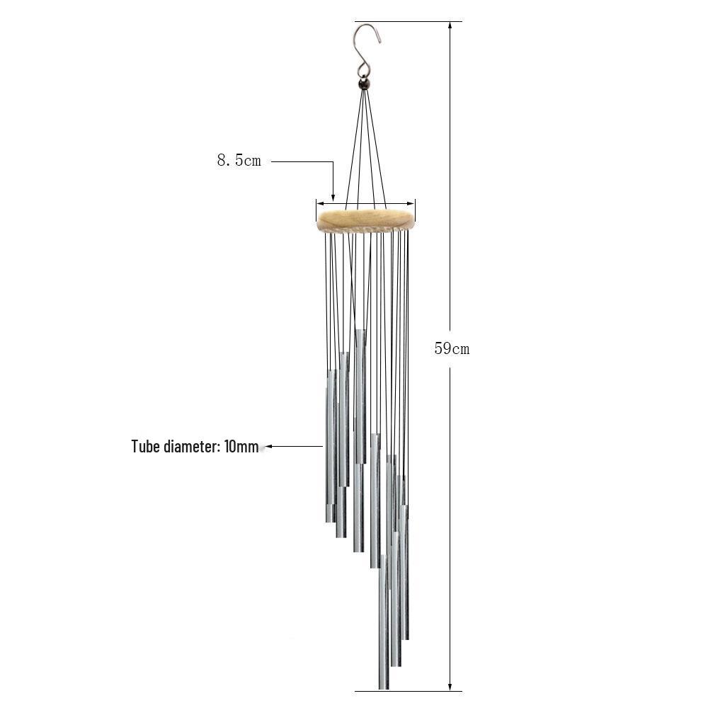 12-Tube 18-Inch Rotating Solid Wood Wind Chime for Outdoor Balcony or Garden.