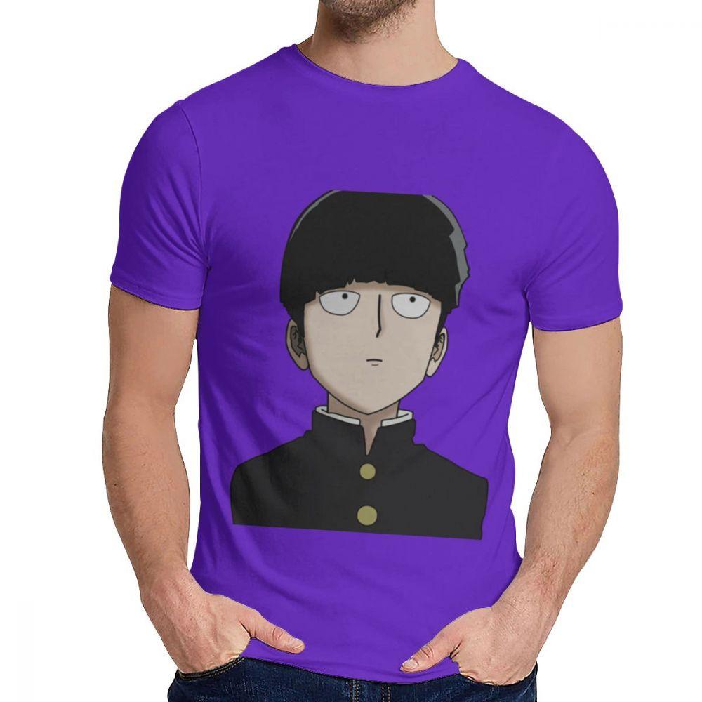 Herren T-Shirt Shigeo Kageyama Mob Psycho 100 Reine Baumwolle Oberteil Design Rundhals Harajuku Streetwear