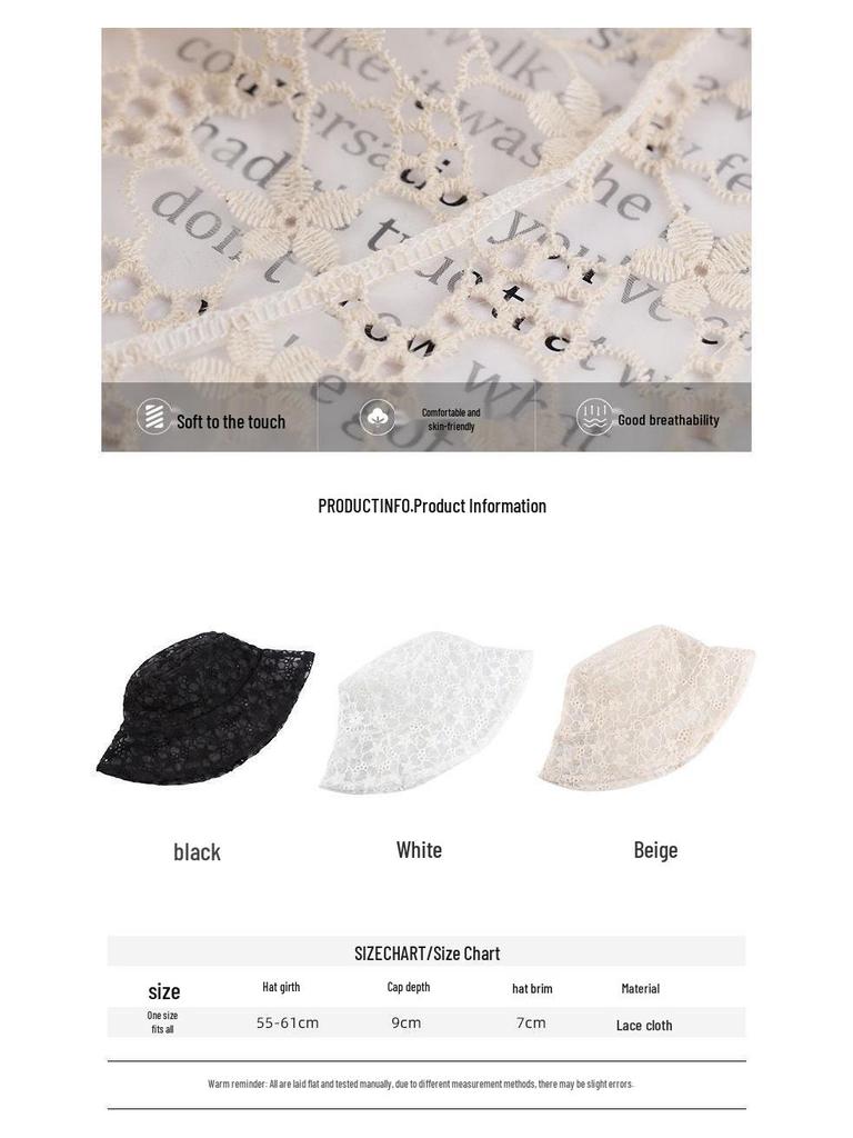 Women's Korean-Style Flower Lace Fisherman Hat with Face-Covering, Trendy Summer Sun Protection