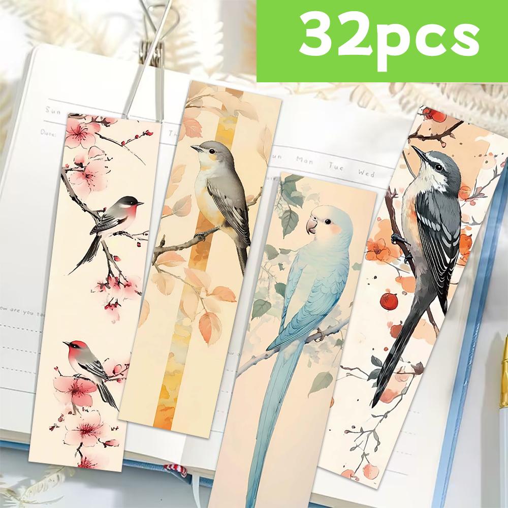 32 Stück, verschiedene Vogel-Lesezeichen, Elstern, geeignet für Lehrer, Leser und Liebhaber, Lesezeichen, Geschenke, Partys, Geburtstage