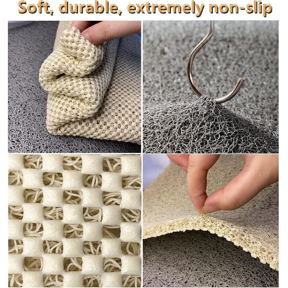 Anti Slip Shower Mat, Soft Textured Bath Mat, Easy Drain Non Slip Comfort Bathtub Mats, Quick Drying PVC Loofah Bathroom Mats, Phthalate Free (15.5"