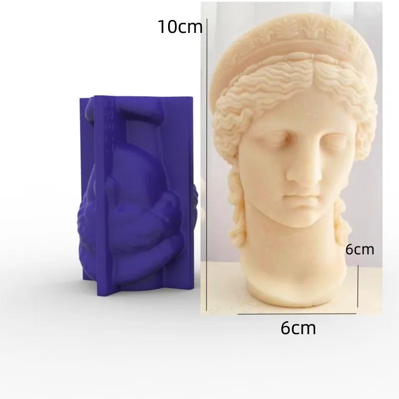 DIY Queen Halfbody Statue Candle Silicone Mold Goddess Halfbody Sculpture Resin Mold Long Hair Women Concrete Cement Gypsum Mold