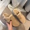 Ji platform Birkenstock shoes women's retro bag head half drag one pedal lazy shoes plush warm fluffy shoes soft sole