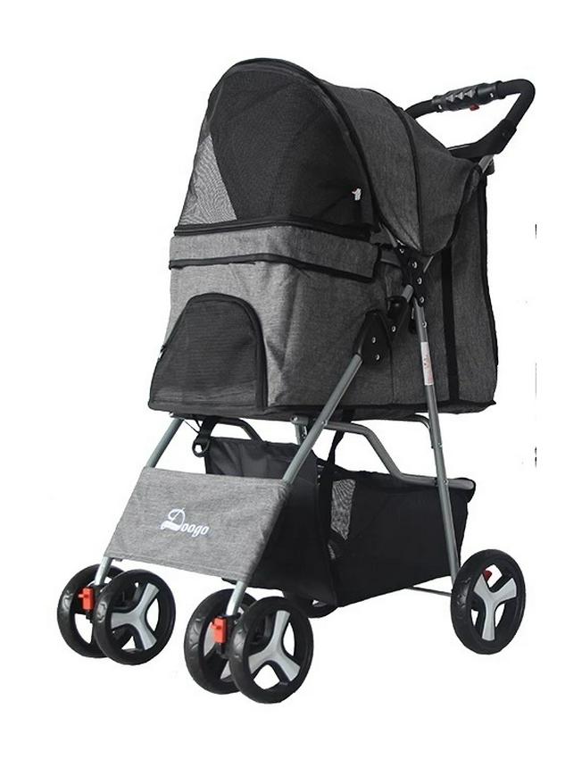 Foldable Lightweight Pet Stroller for Cats and Dogs - Four-Wheeled Design