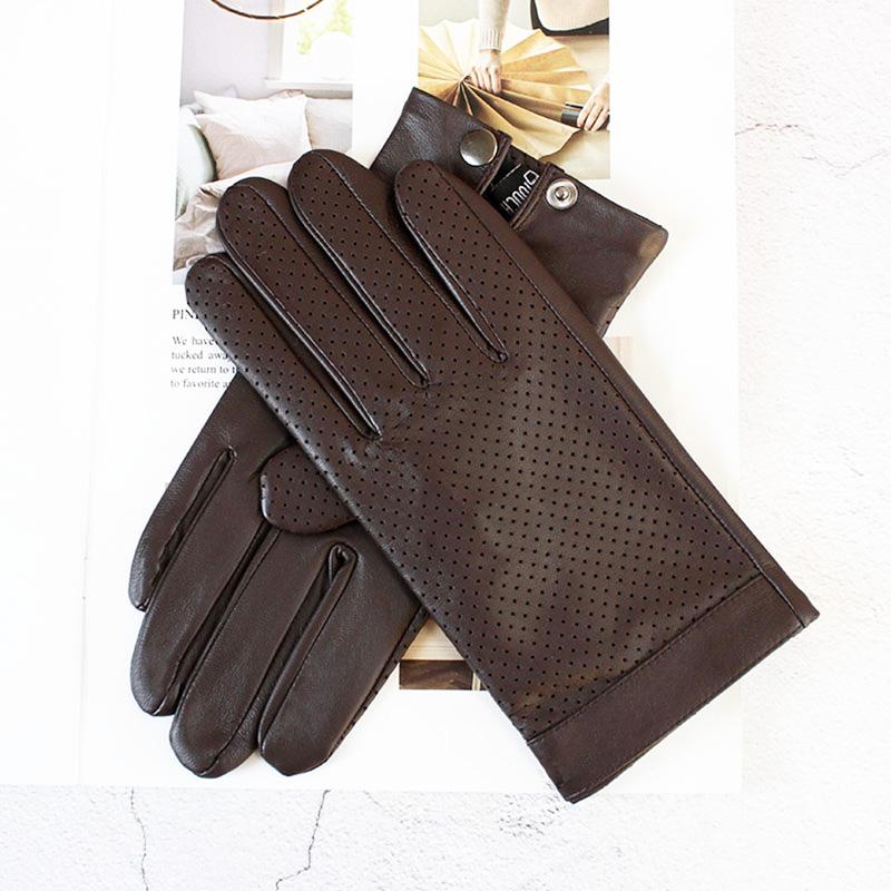 

Summer Leather Driving Gloves Men s Sheepskin Touch Screen New Eyelet Breathable Thin Motorcycle Riding Driver Gloves 11