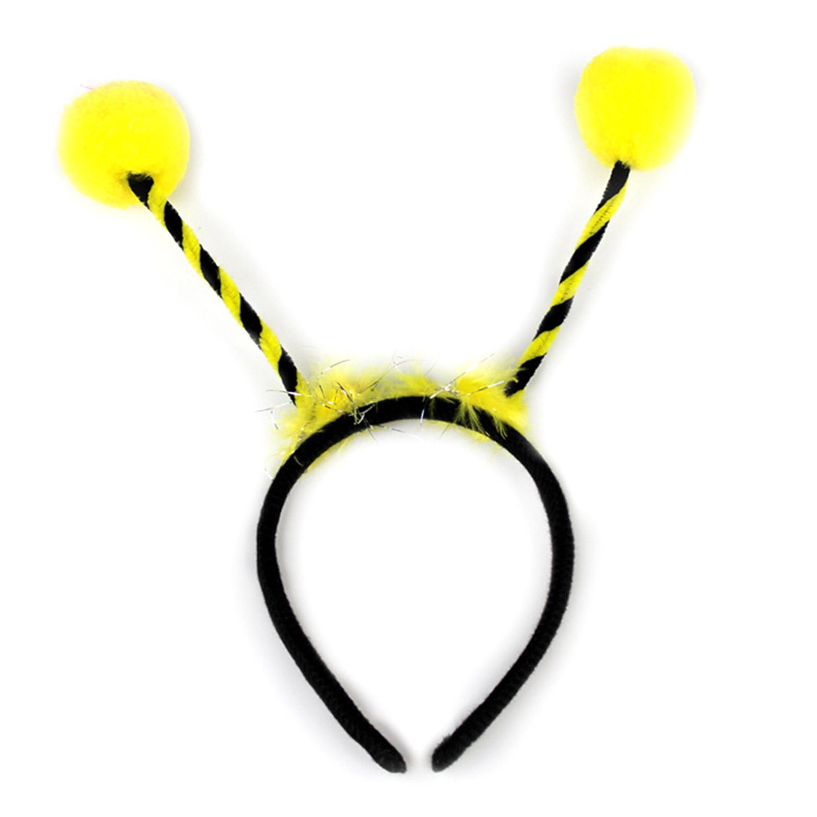 

Adult Teens Cute Bee Pompom Antenna Shape Headband Plushy Hair Hoop Makeup Live Broadcast Cosplay Party Headpieces жёлтый