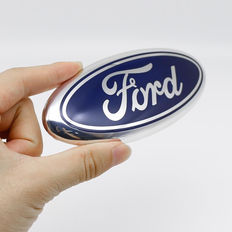 3D Aluminum Car Front Rear Badge Emblem Overlay 14.5cm For Ford Explorer Mondeo Edge Focus Fiesta Kuga Auto Tuning Accessories