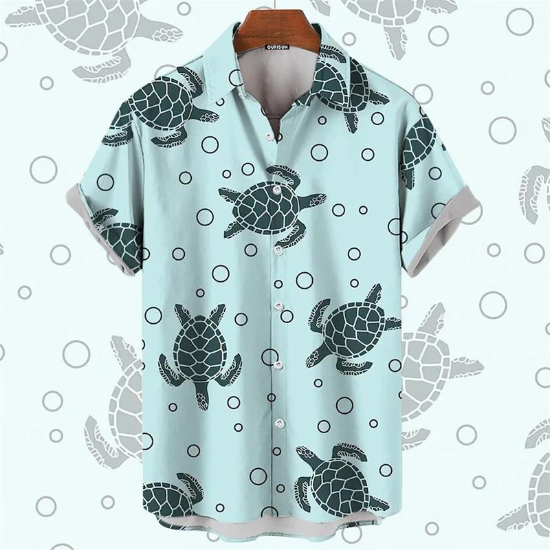 2025 Men's Shirt Hawaiian Marine Animal Print Top 2025 New Summer Whale Pattern Short Sleeved Top Camisas Estampadas