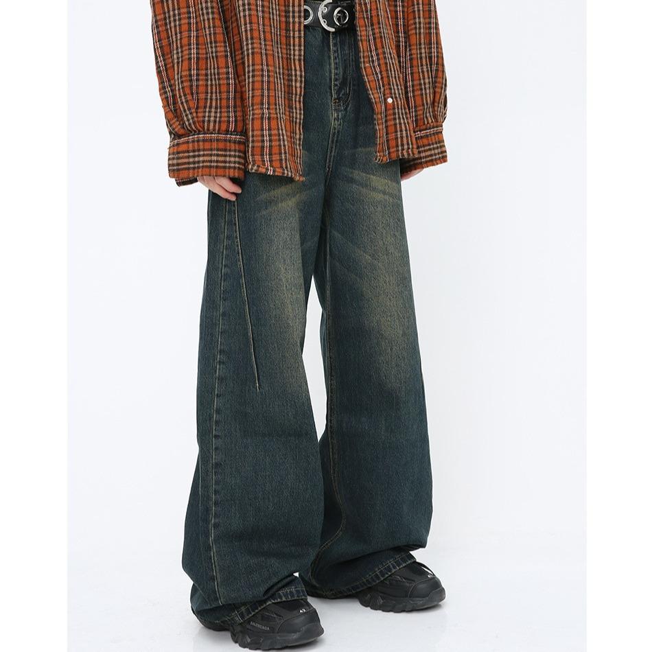 

JYL Men s Flare Jeans American Vintage Winter High-Street Cleanfit Loose Denim XXL безодня