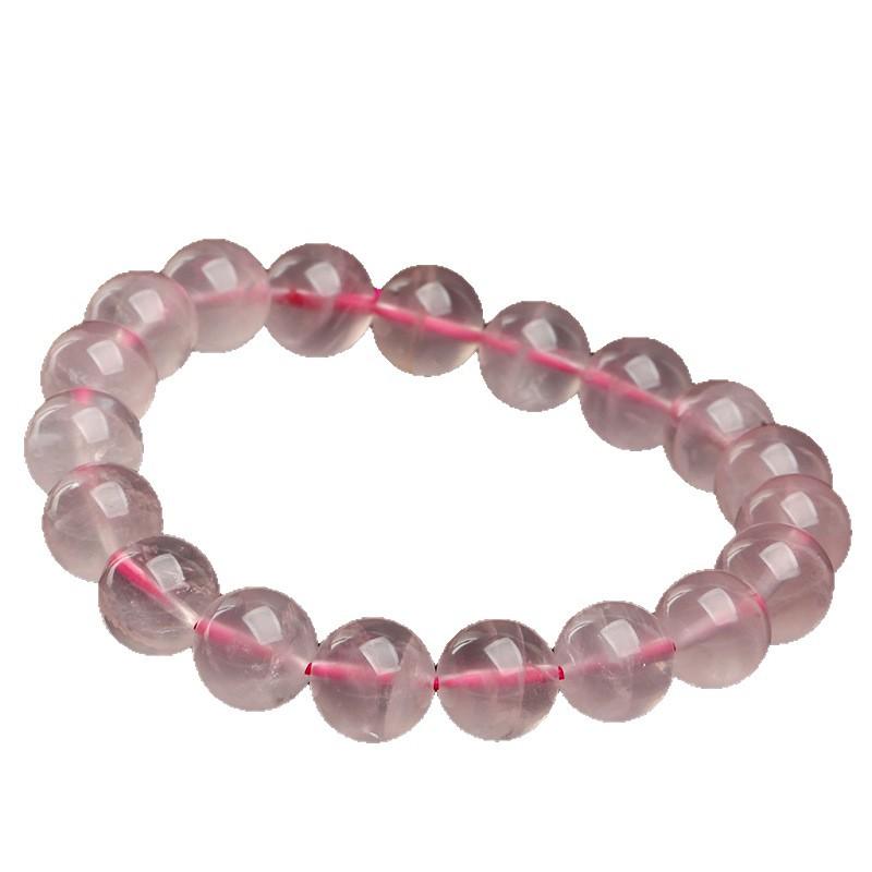 Hongchu Crystal Natural Icy Madagascar Pink Quartz Bead Bracelet Natural Icy Pink Quartz Bracelet