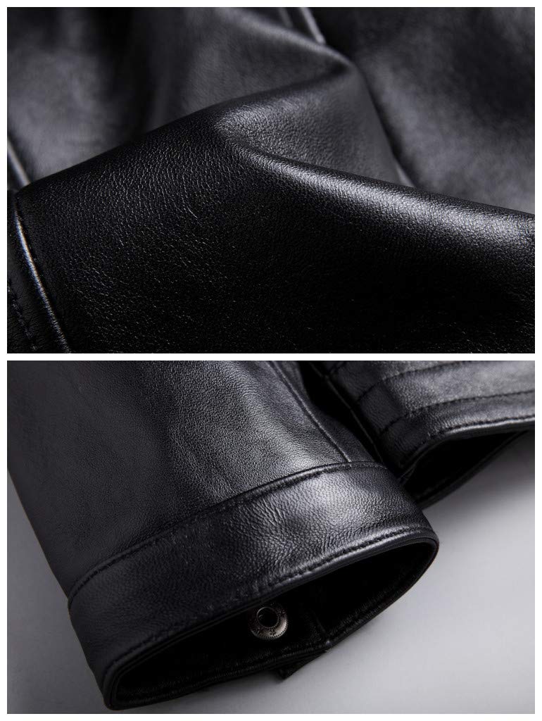 Fiffyle Genuine Leather Cowhide Single or Embroidered Military Short Cold and for and Winter Size Men's Jacket, Coat, Double-Breasted, Jacket, Length,