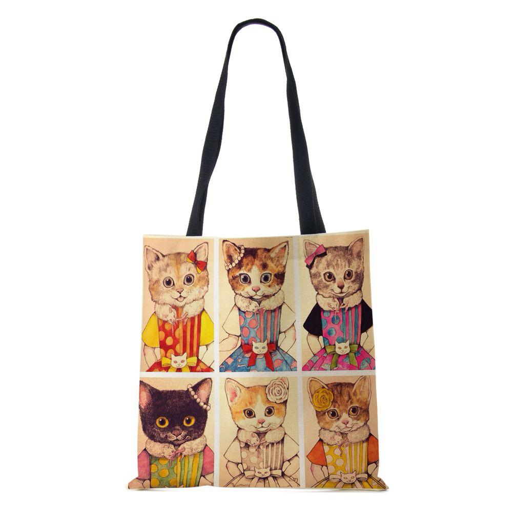 Women Canvas Shoulder Bag Shopper Bear Harajuku Casual Handbag Kawaii Eco Reused Large Capacity Travel  Tote Books Bag CLE