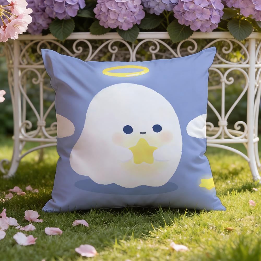 Character Cute Ghost Cushion Cover Home  Car DualScene Pillow Cover Reversible for Premium Comfort