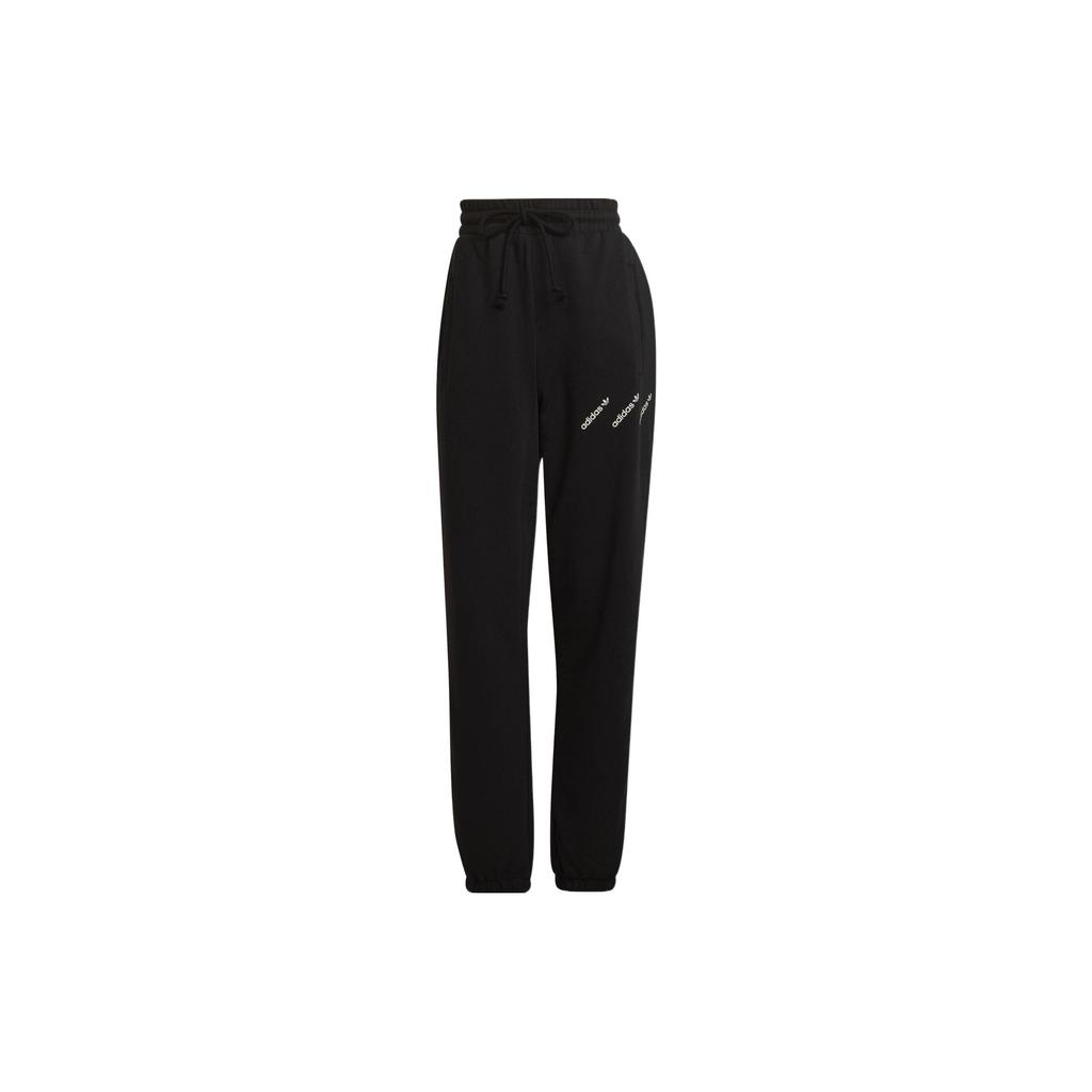 Adidas Solid Color Lace-Up Casual Sports Pants Women Bottoms Black HM4872