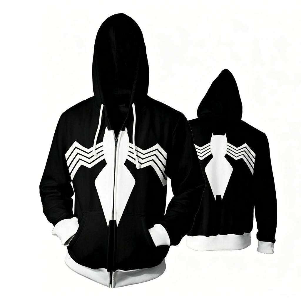 Unisex Casual Long Sleeve Hooded Jacket with Printed Pockets for Everyday Wear