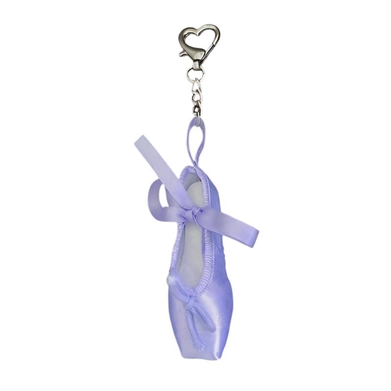 

Handcrafted Mini Ballet Shoe Keychain Creative Ribbon Wallet Hanging Ornament for Artistic Decoration Daily Item фиолетовый