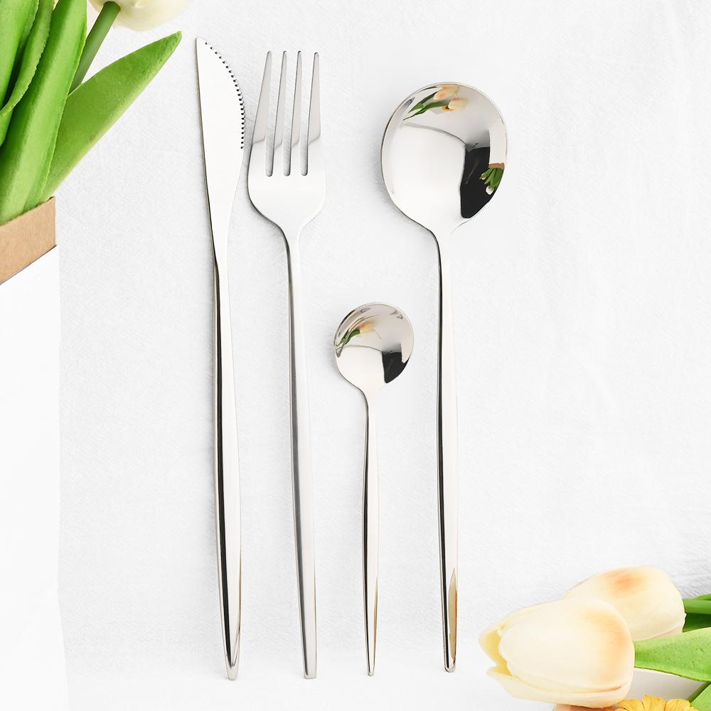 16pcs Mirror Durable Flatware Stainless Steel Cutlery Set Knife Coffee Spoon Fork Dinnerware Set Western Party Kitchen Tableware