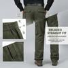 Plus-Size Men Work Pants Spring Autumn Outdoor Straight-Leg Trousers Durable Cotton Cargo Pants With Multi Pockets
