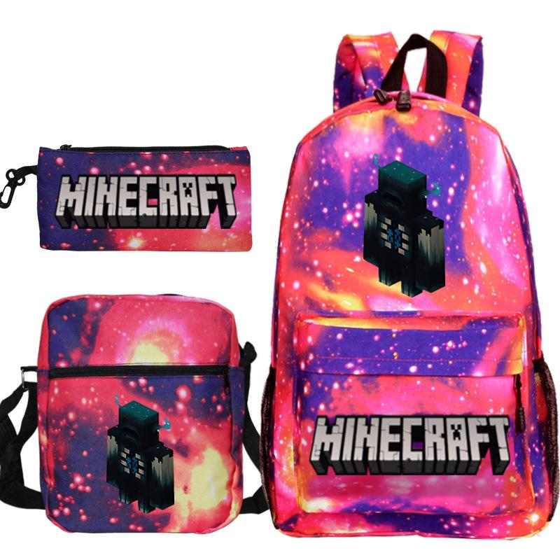 Game Minecraft Printed Children'S School Bag Oblique Span Bag Stationery Pencil Bag Student Backpack Set